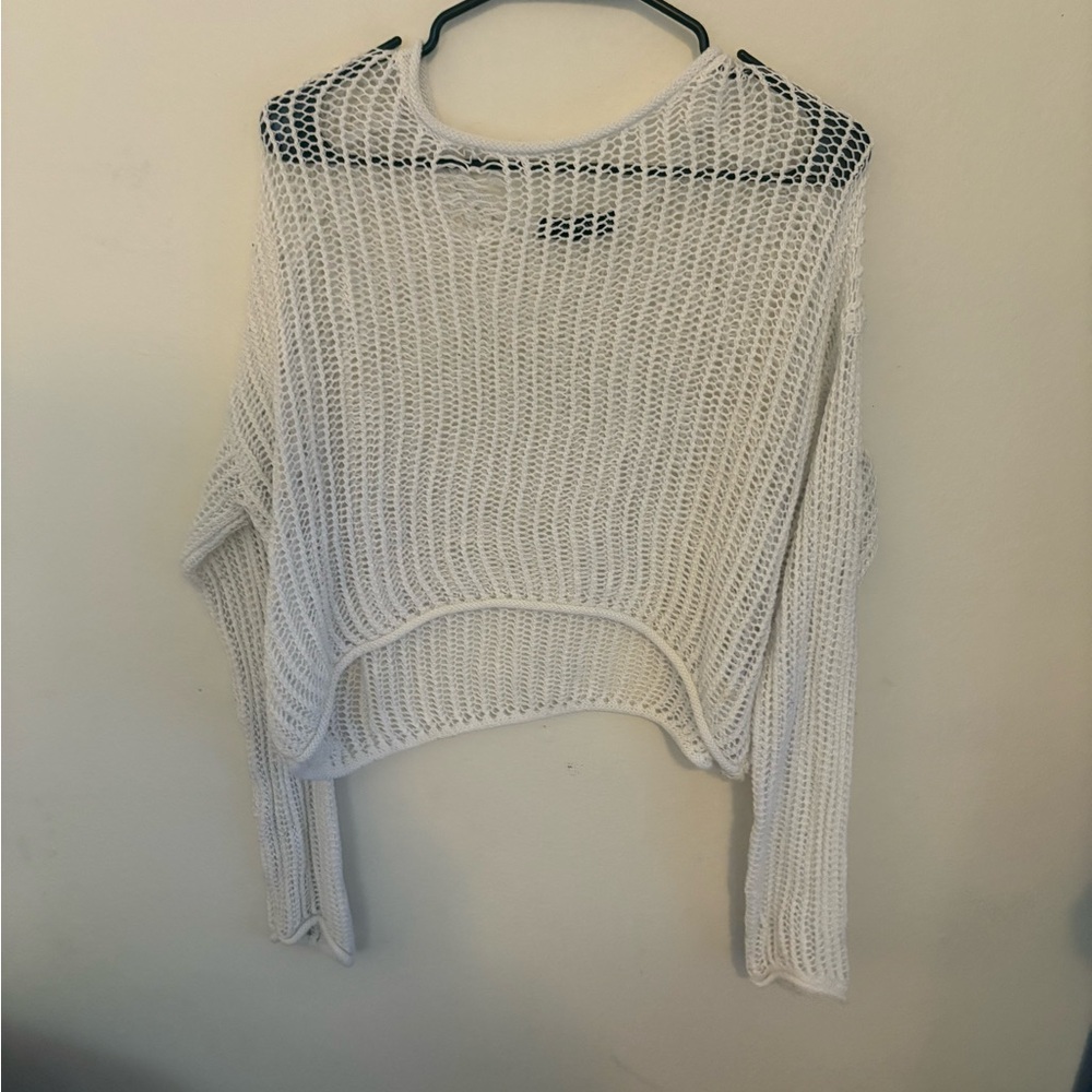 Elegant White Knit Women's Blouse